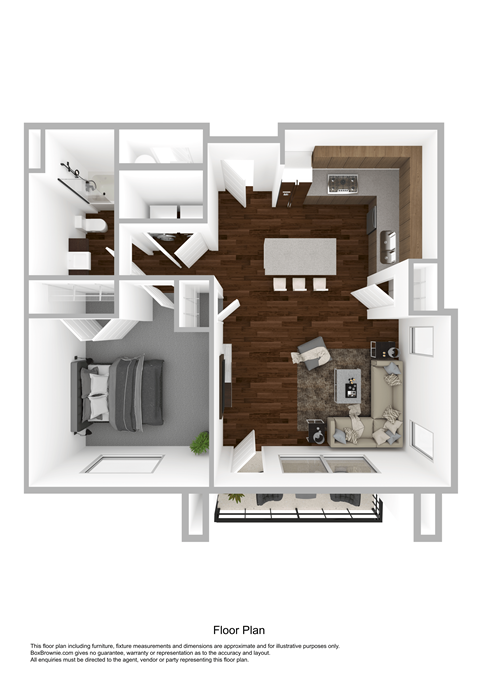 1X1 B Floorplan at Orchard Park Apartments, Idaho